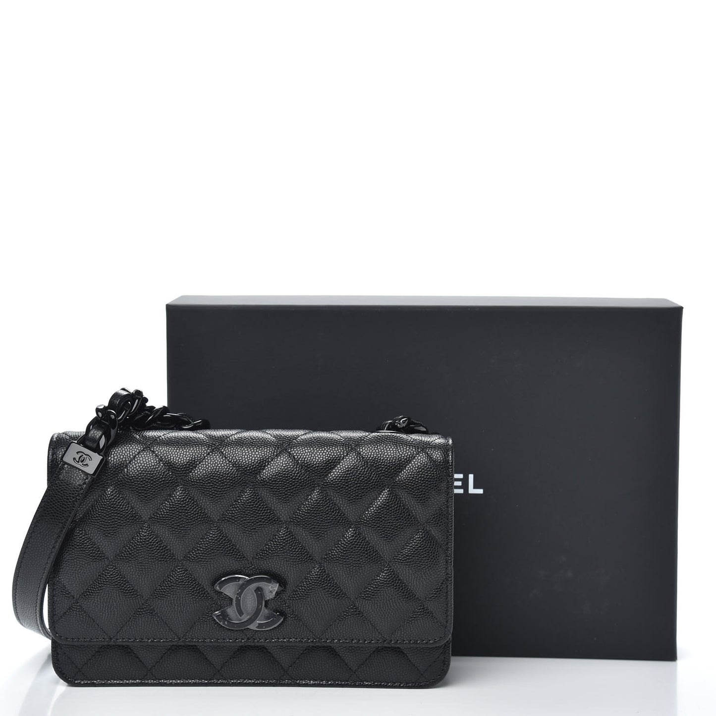 Caviar Quilted My Everything Wallet On Chain WOC Black