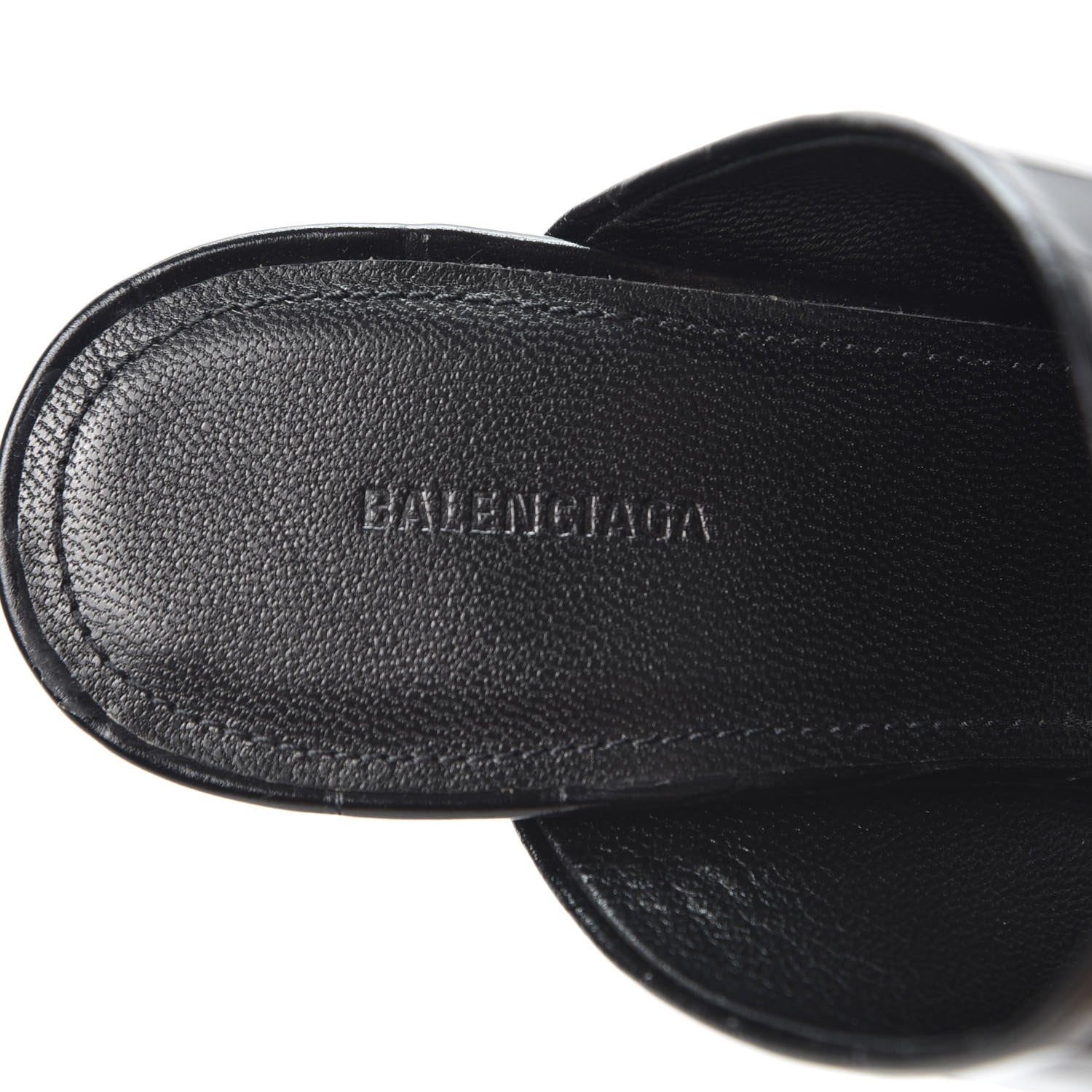 Balenciaga Calfskin Croc Embossed Oval BB 90mm Slide Sandals 36.5 Black 7 of 10