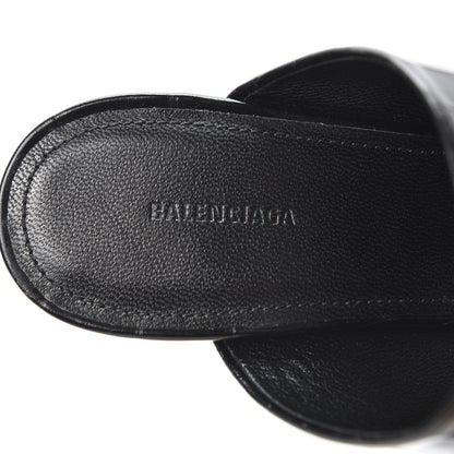 Balenciaga Calfskin Croc Embossed Oval BB 90mm Slide Sandals 36.5 Black 7 of 10