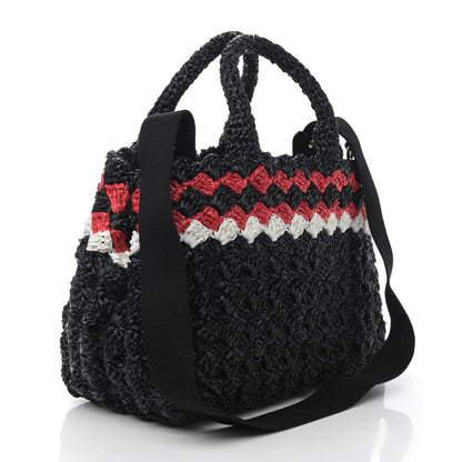 Prada Raffia Crochet Giardiniera Tote Black 3 of 9