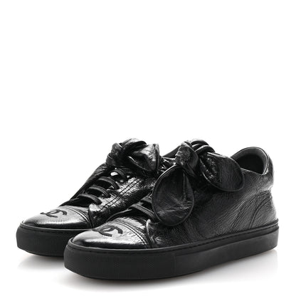 Chanel Crumpled Calfskin Womens CC Bow Sneakers 36.5 Black 4 of 9