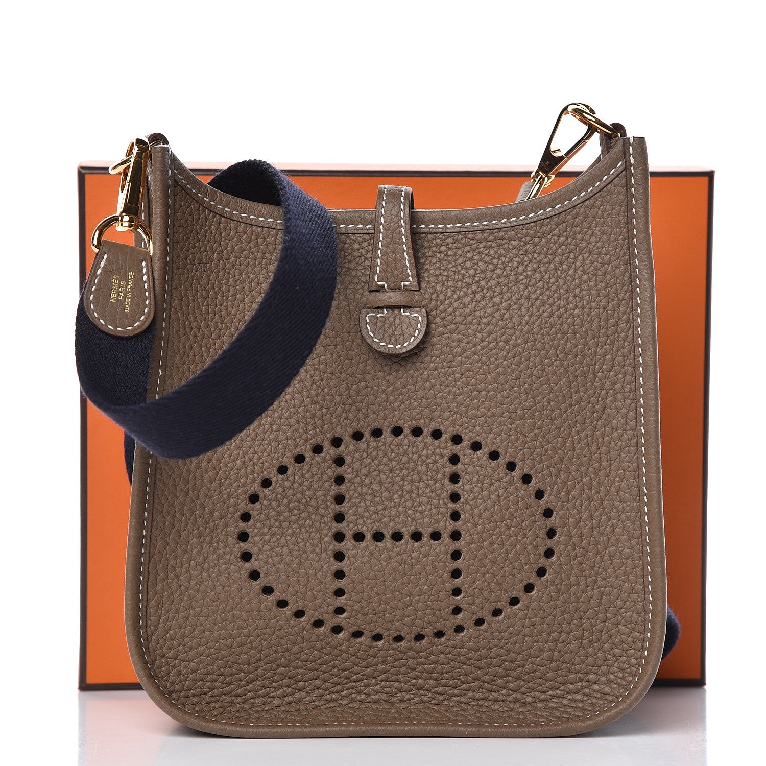 Hermes Taurillon Clemence Amazone Evelyne TPM Etoupe Bleu Indigo 12 of 12