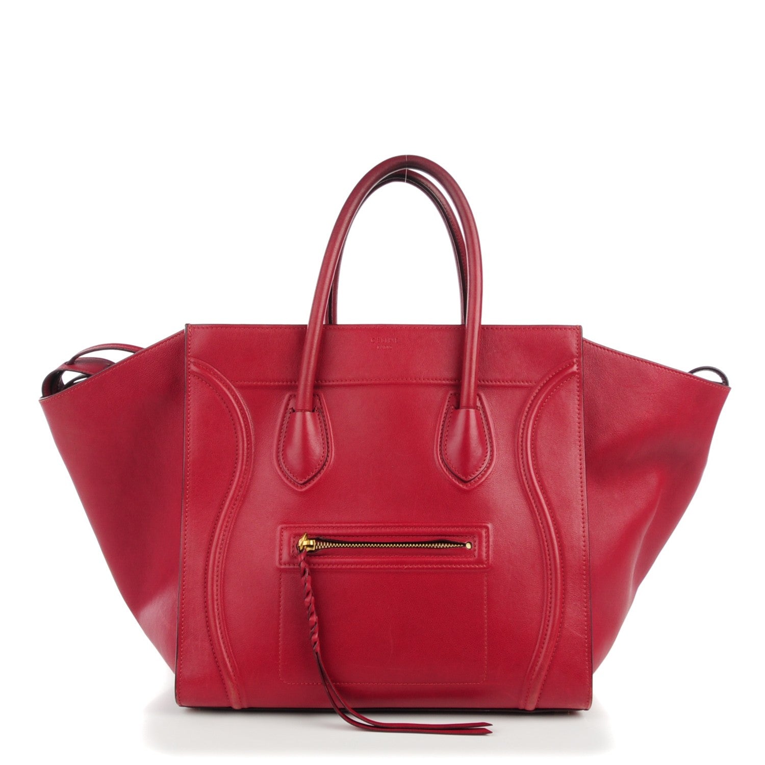 Celine Supple Calfskin Medium Phantom Luggage Red 1 of 9