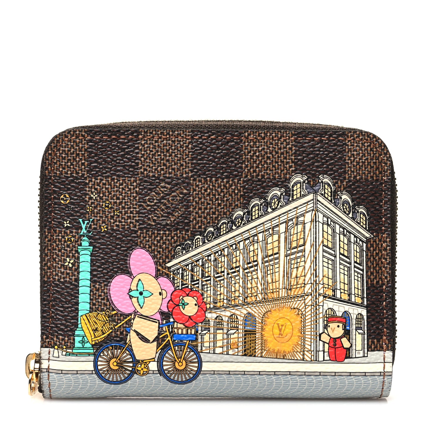 Damier Ebene 2022 Christmas Animation Paris Zippy Coin Purse Pink