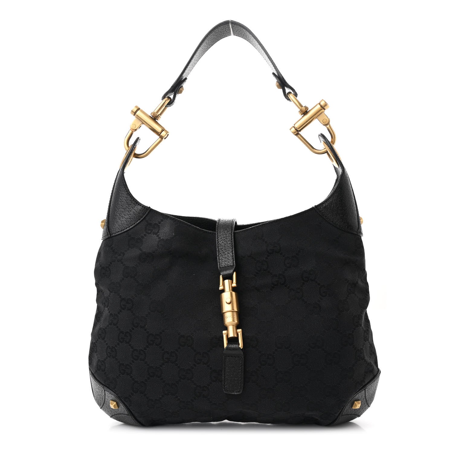 Gucci Monogram Piston Lock Jackie O Hobo Black 1 of 11