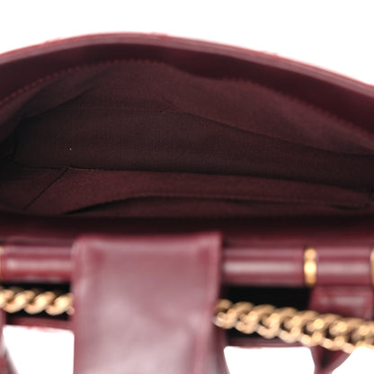 Chanel Glazed Calfskin Quilted Small Gold Bar Tote Red 6 of 11