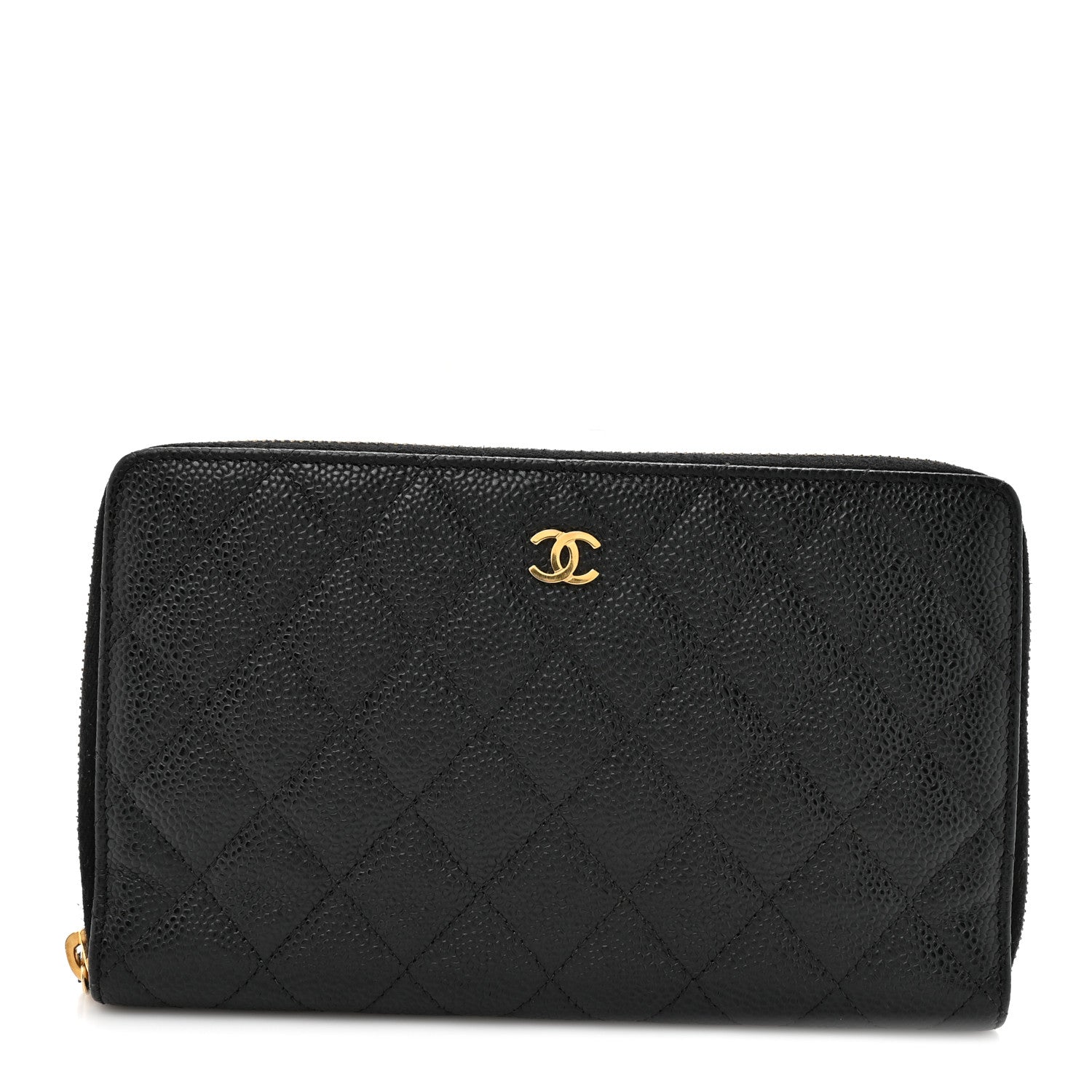 Chanel Caviar Quilted Large Zip Around Organizer Wallet Black 1 of 11