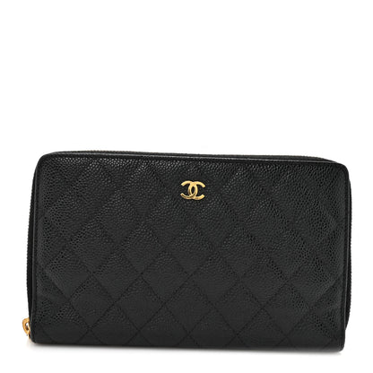 Chanel Caviar Quilted Large Zip Around Organizer Wallet Black 1 of 11