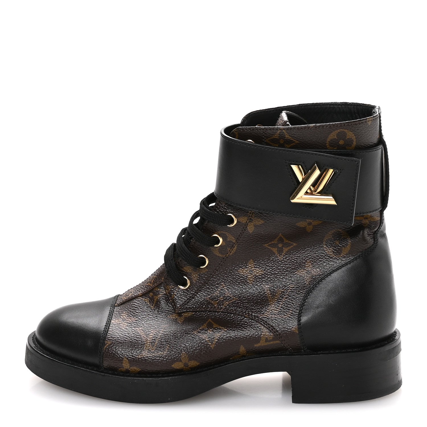 Louis Vuitton Calfskin Monogram Wonderland Flat Ranger Boots 39 Black 1 of 8