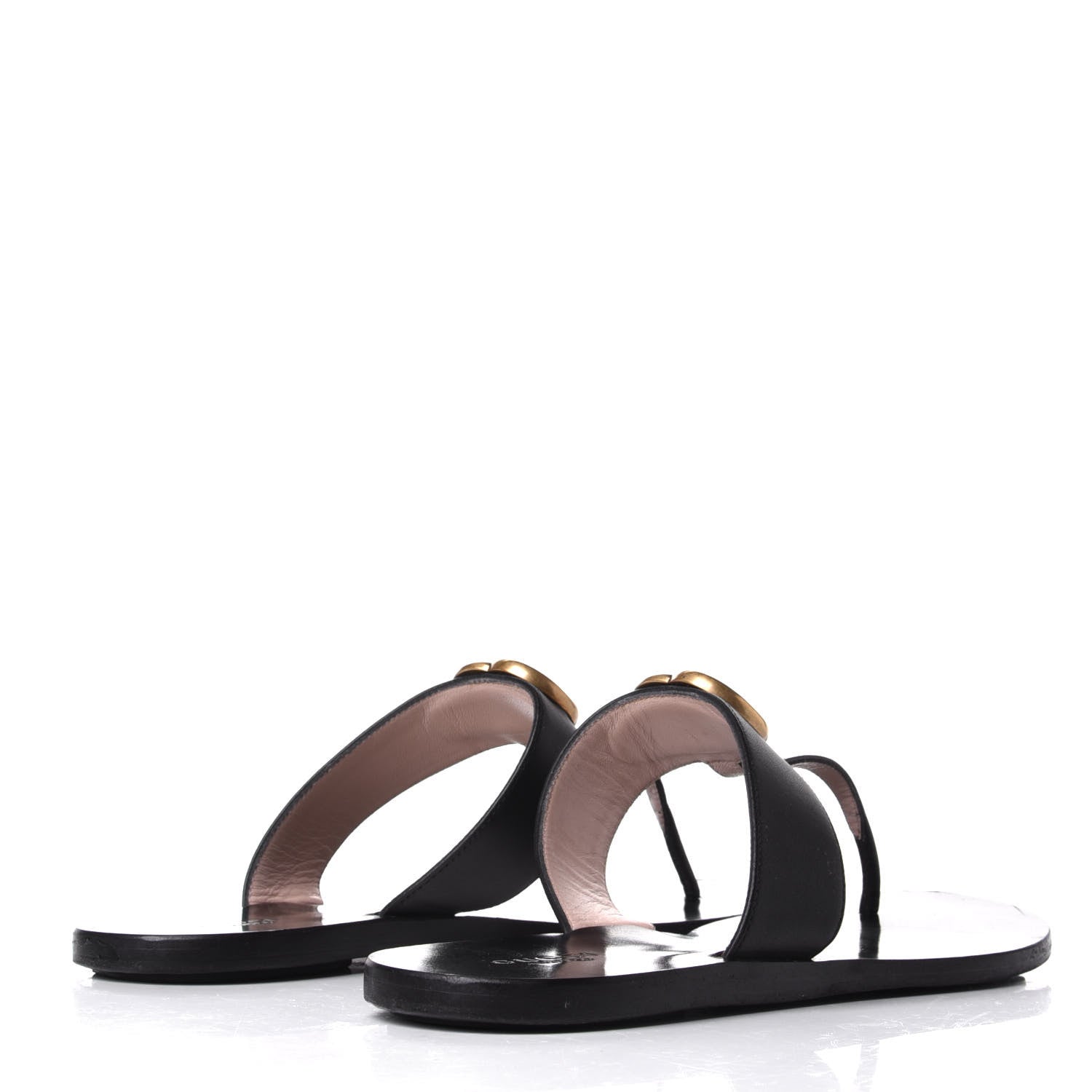Gucci Calfskin GG Marmont Thong Sandals 38.5 Black 4 of 9