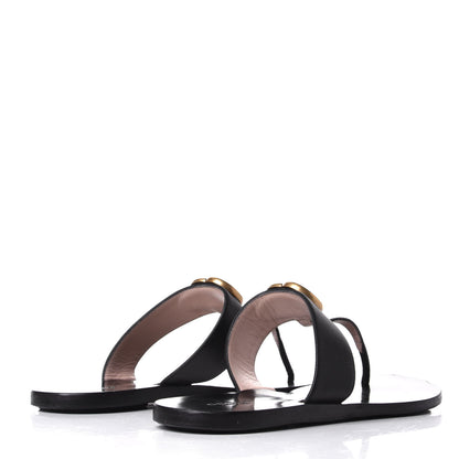 Gucci Calfskin GG Marmont Thong Sandals 38.5 Black 4 of 9