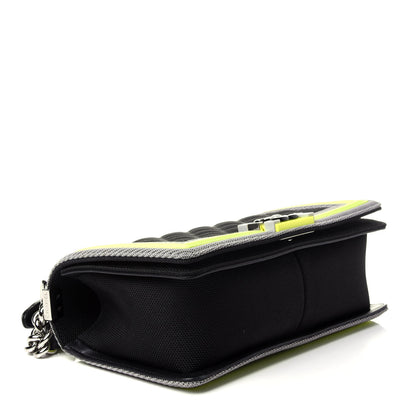 Chanel Canvas Quilted Medium Fluo Boy Flap Black Grey Yellow 5 of 12