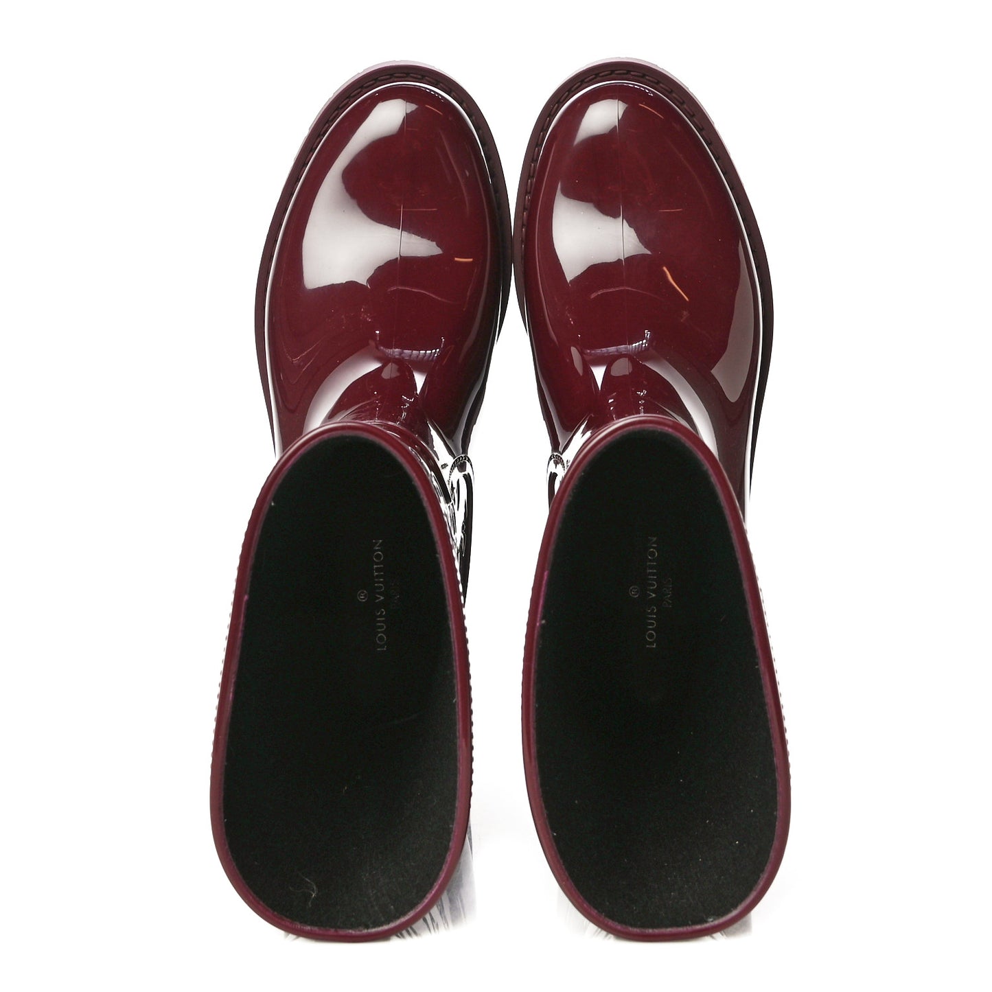 Rubber Embossed Monogram Drops Flat Half Boots 39 Burgundy