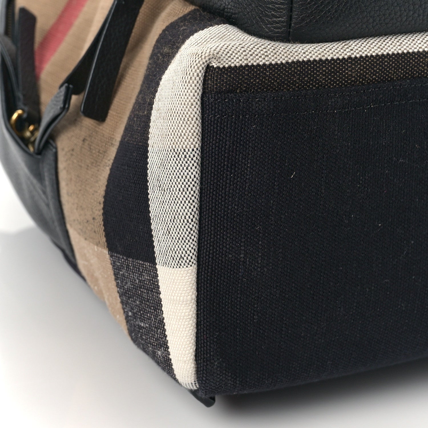 Burberry Mega Check Calfskin Abbeydale Simple Backpack Black Camel 7 of 8