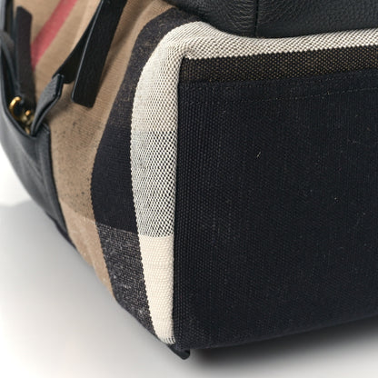 Burberry Mega Check Calfskin Abbeydale Simple Backpack Black Camel 7 of 8