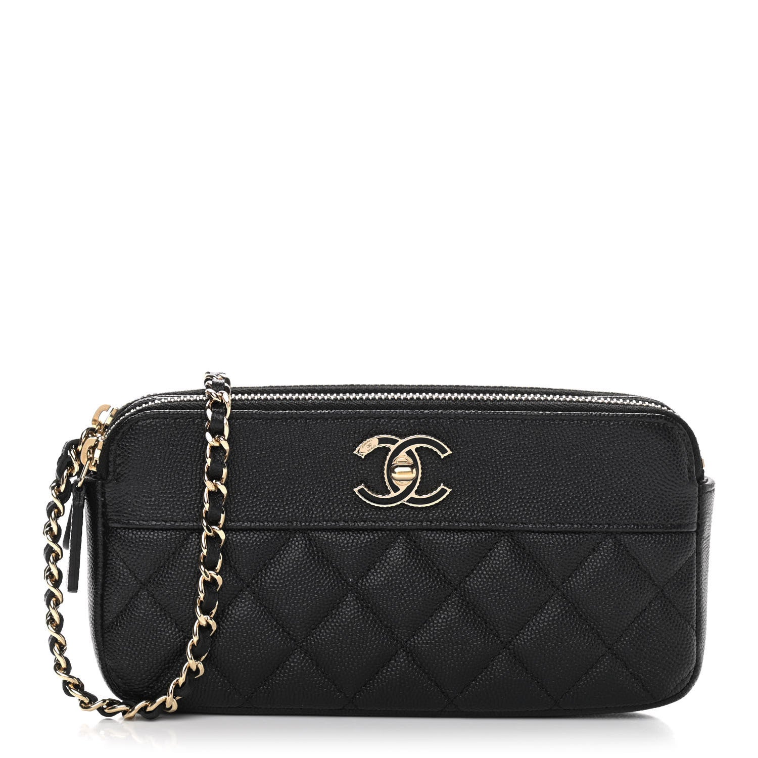 Chanel Caviar Quilted Small Vintage Mademoiselle Clutch With Chain Black 1 of 10