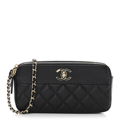 Chanel Caviar Quilted Small Vintage Mademoiselle Clutch With Chain Black 1 of 10
