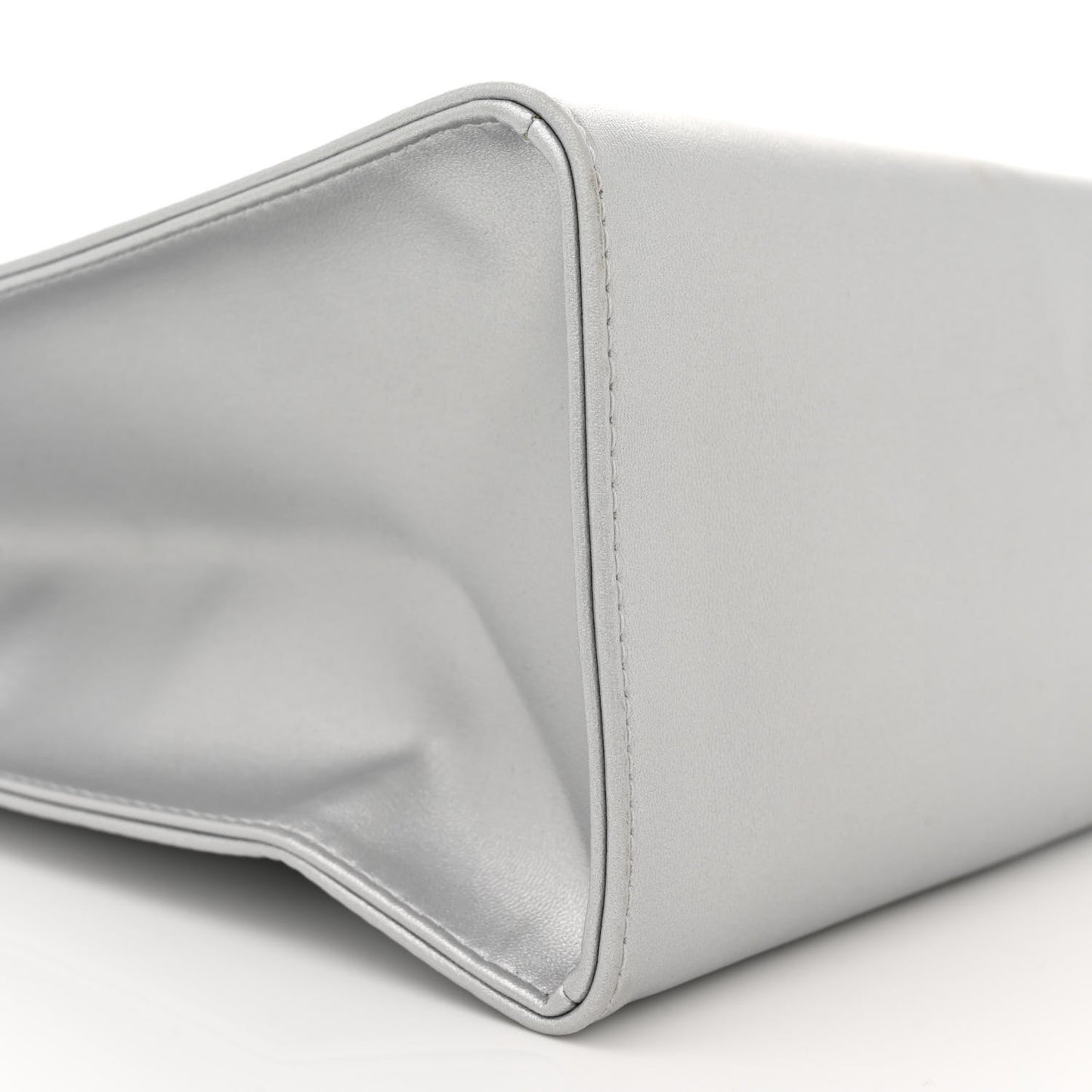 Metallic Vegan Leather Medium Shopping Bag Silver