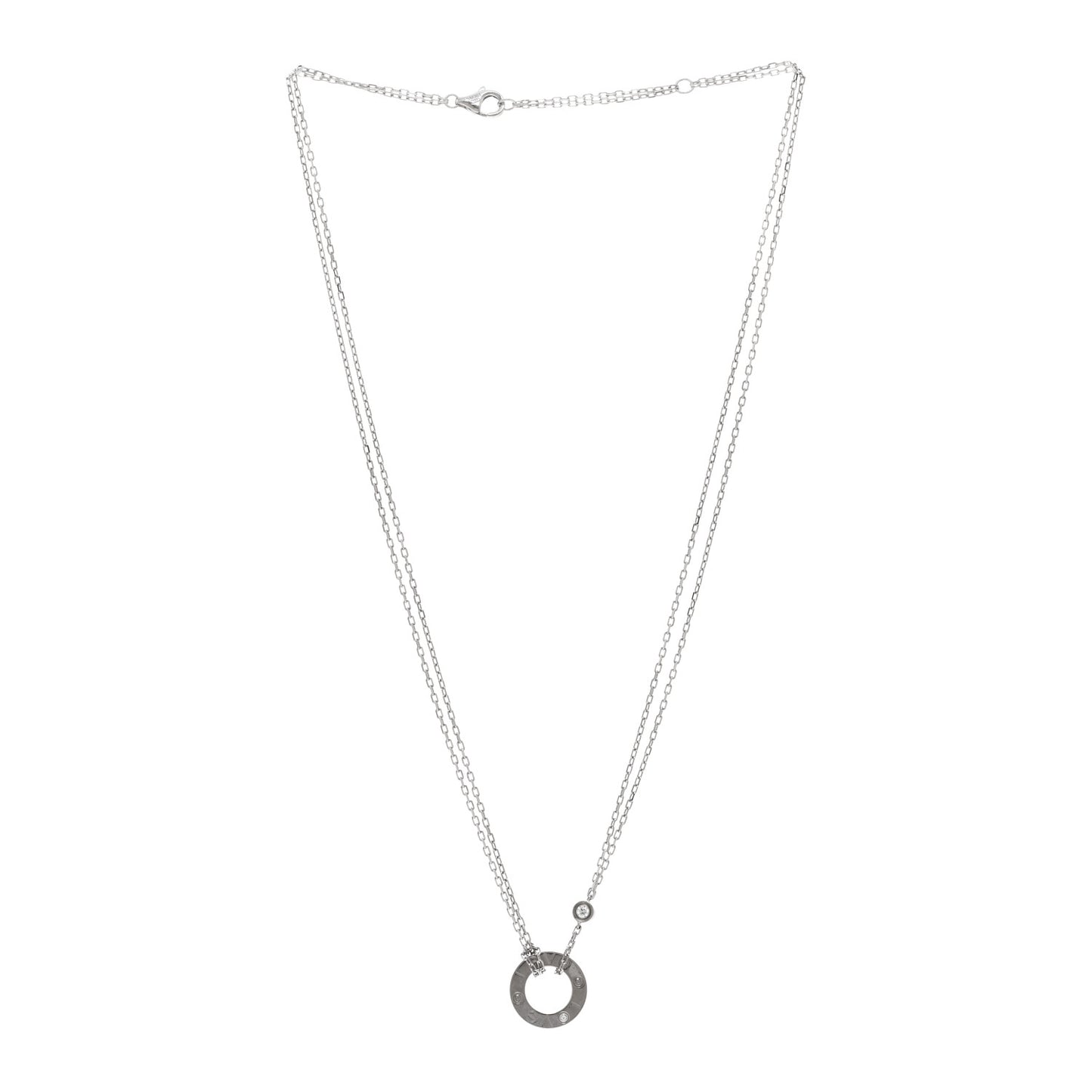 18K White Gold 2 Diamond LOVE Necklace