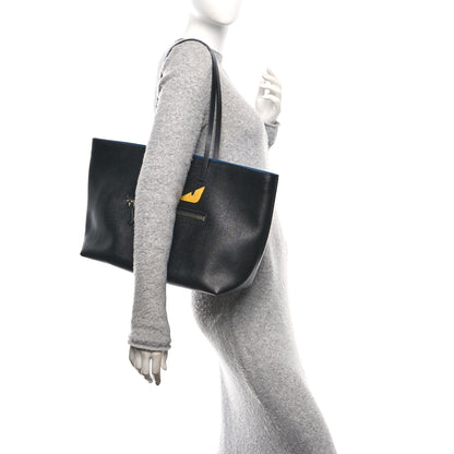 Fendi Vitello Elite Cuoio Monster Buggies Medium Roll Tote Black Multicolor Blue Cobalto 3 of 11