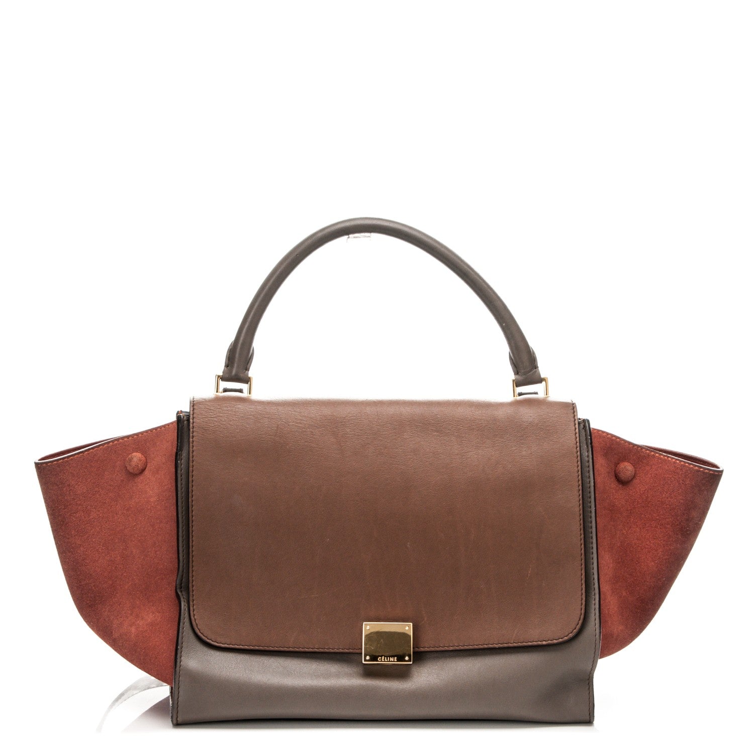 Celine Smooth Calfskin Suede Medium Tri-Color Trapeze Terracotta 1 of 7