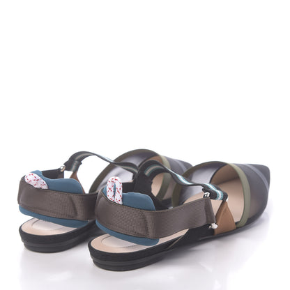 Fendi Technical Mesh Canvas Colibri Slingback Ballerina Flats 40.5 Black Verde Military 4 of 8