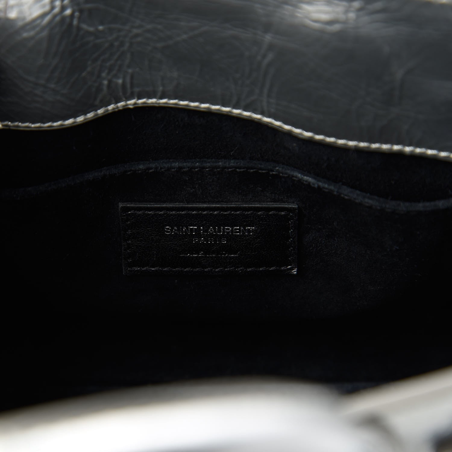 Saint Laurent Metallic Crinkled Calfskin Nano Supple Sac De Jour Silver 8 of 11