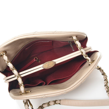 Chanel Aged Calfskin Large Just Mademoiselle Bowling Bag Beige 5 of 10