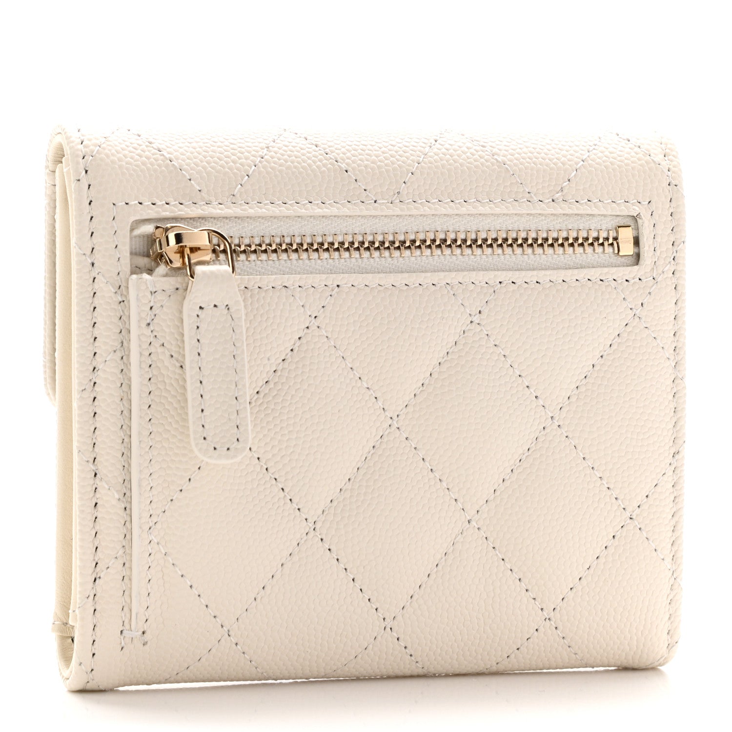 Chanel Caviar Quilted Compact Flap Wallet White 3 of 7