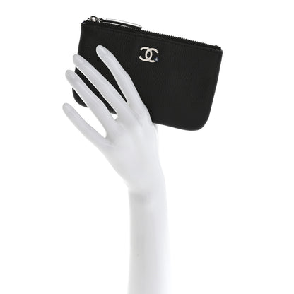 Chanel Goatskin Camellia CC Cosmetic Pouch Black 2 of 8