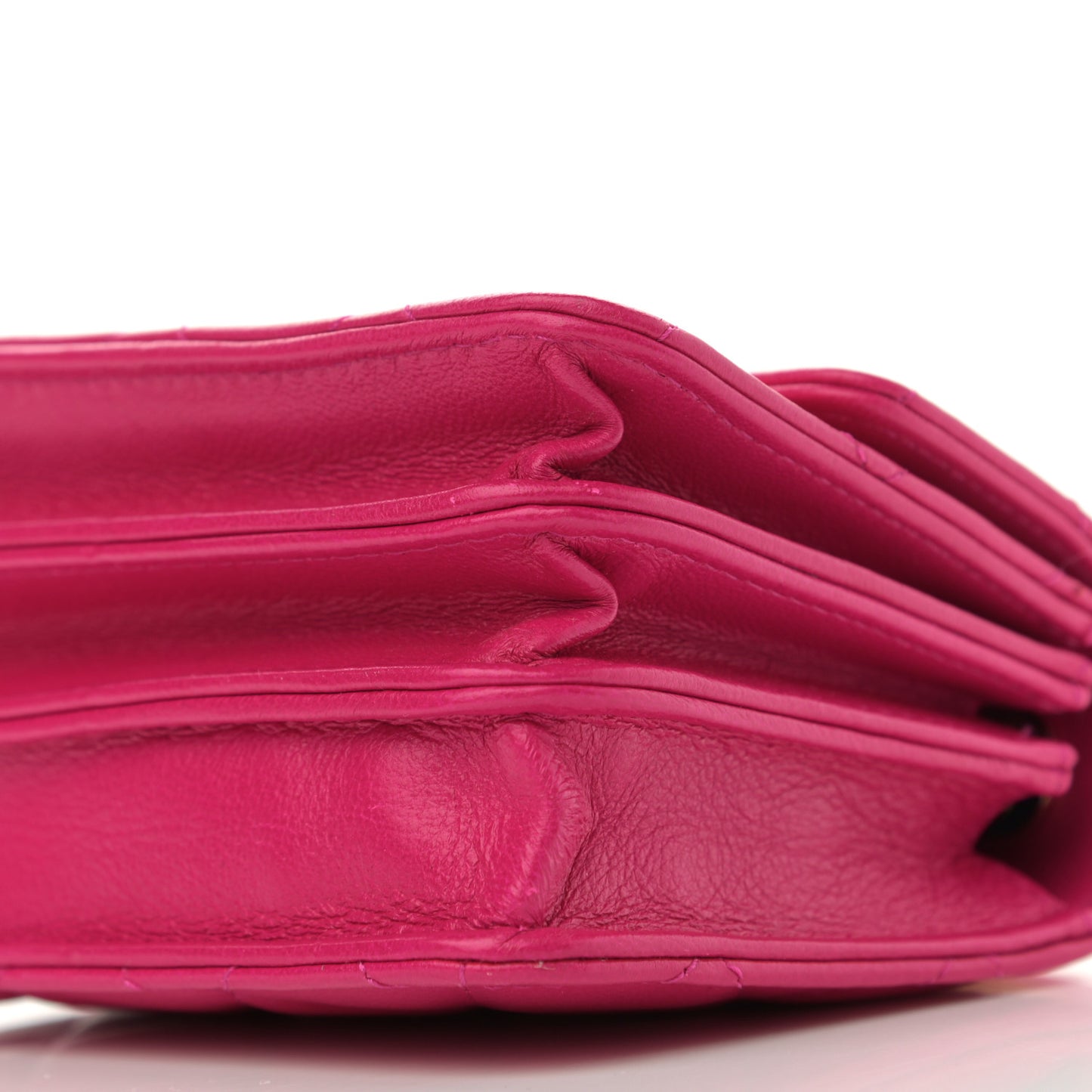 Lambskin Quilted Top Handle Flap Clutch With Chain Fuchsia