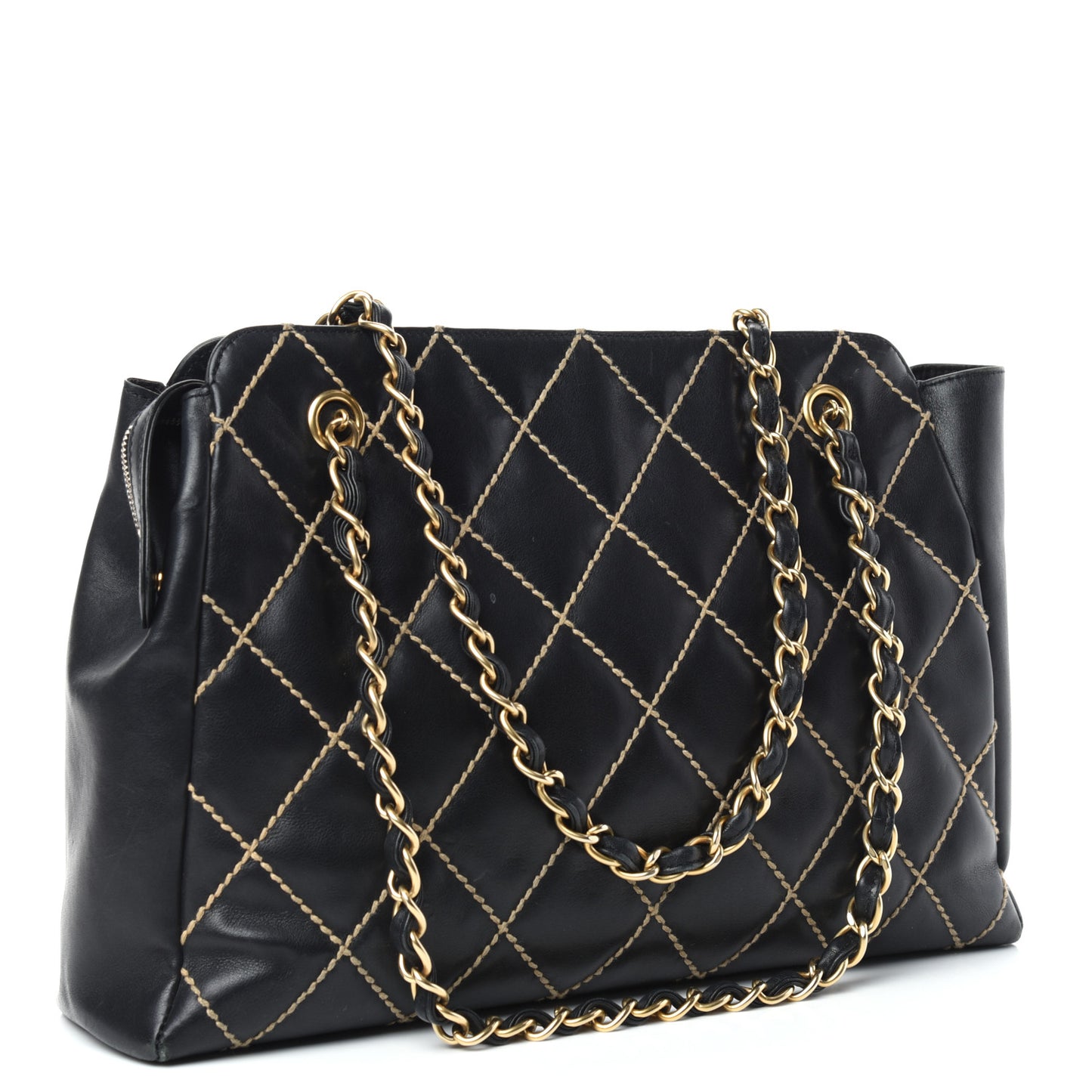 Calfskin Wild Stitch Shoulder Bag Black