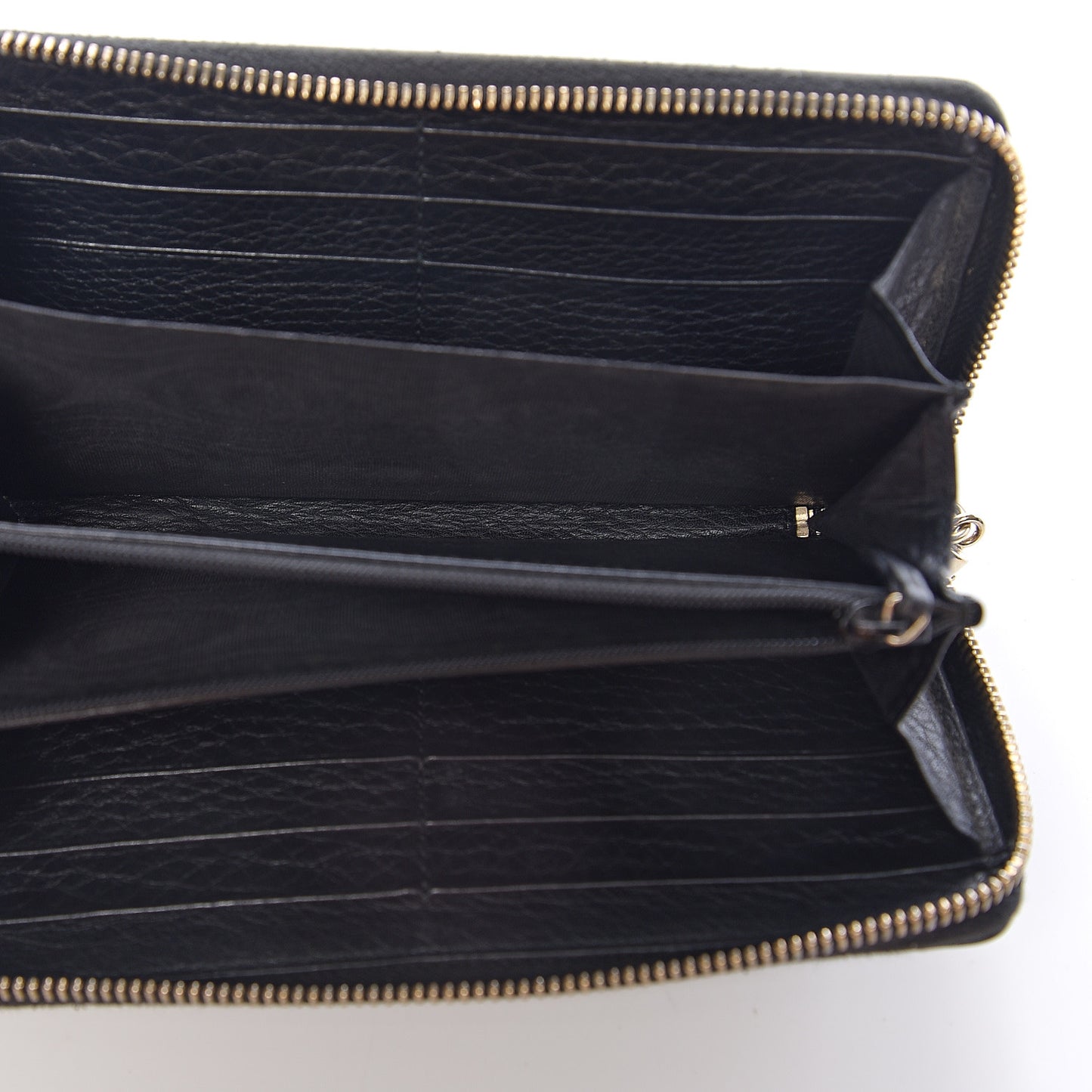 Pebbled Calfskin Soho Zip Around Wallet Black
