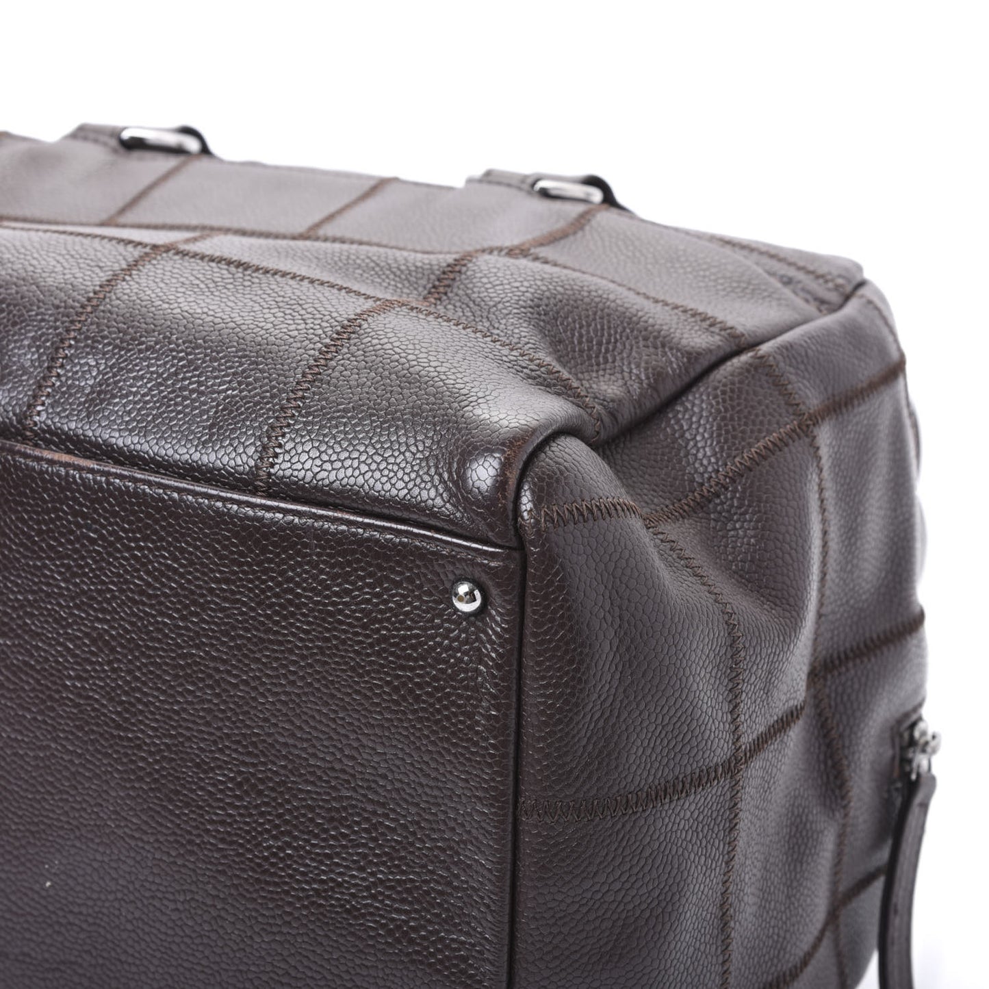 Caviar Square Stitched Bowler Dark Brown