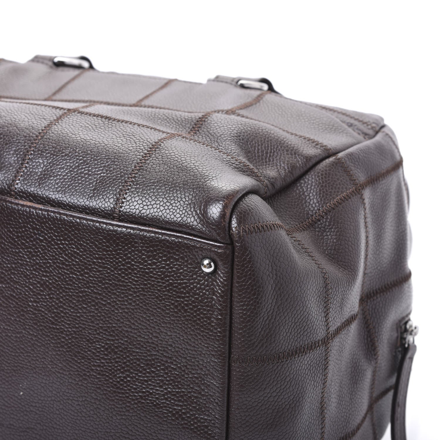 Chanel Caviar Square Stitched Bowler Dark Brown 6 of 11