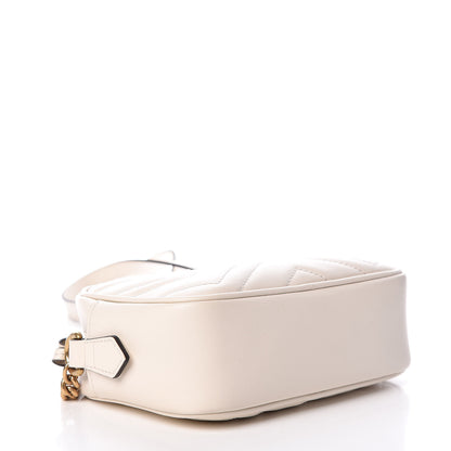 Gucci Calfskin Matelasse Mini GG Marmont Chain Shoulder Bag White 4 of 10