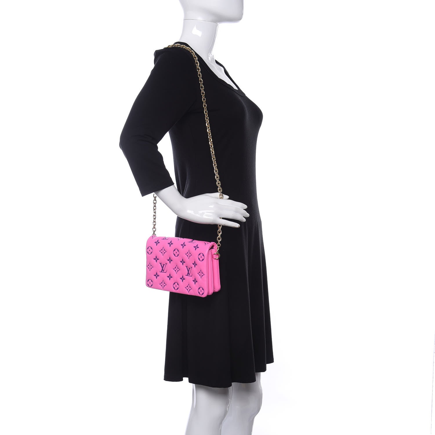 Louis Vuitton Lambskin Embossed Monogram Vuittamins Pochette Coussin Rose Violet 2 of 10