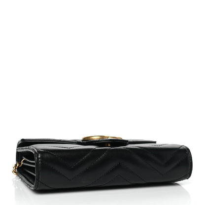Gucci Calfskin Matelasse GG Marmont Chain Wallet Black 4 of 10