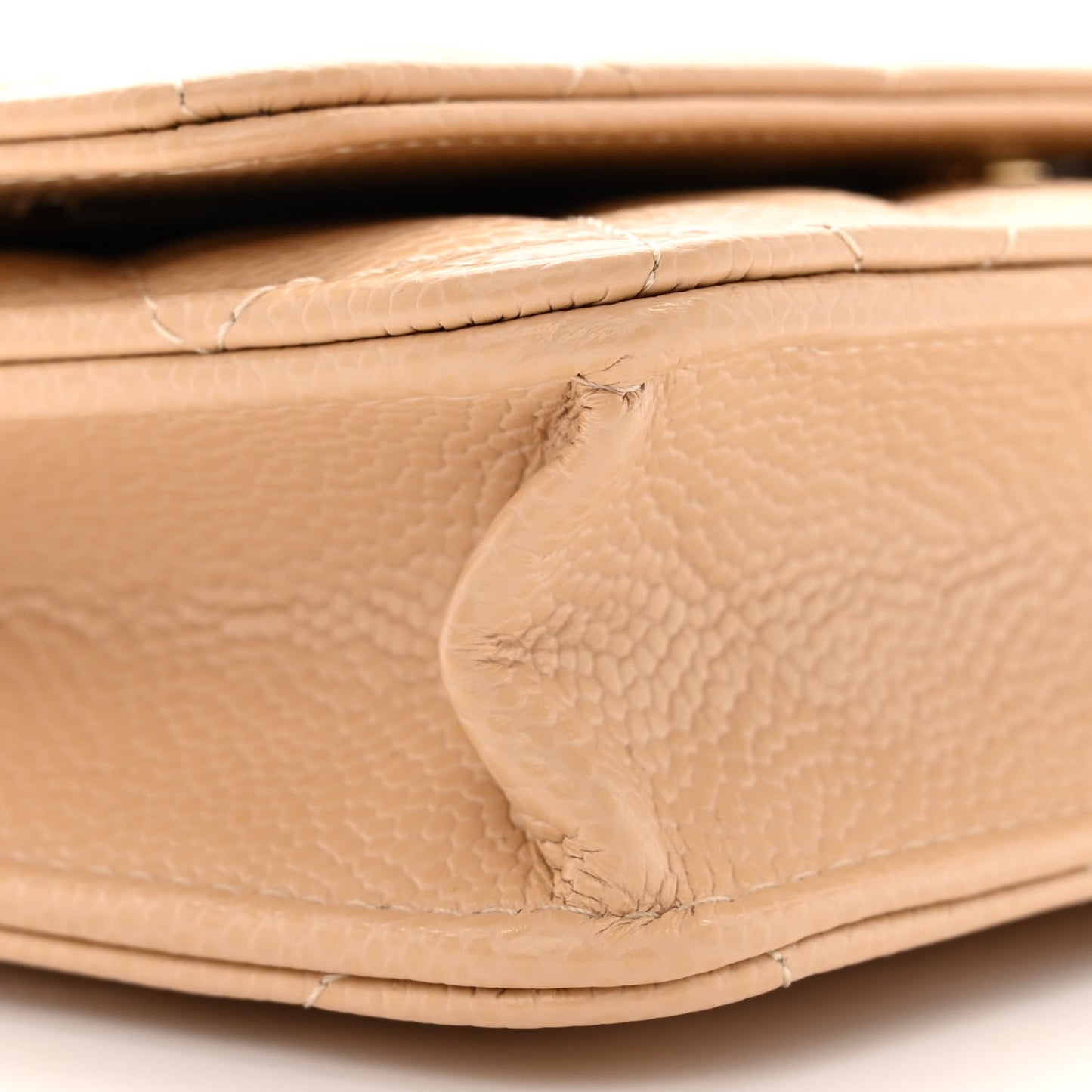 Caviar Quilted Wallet On Chain WOC Beige
