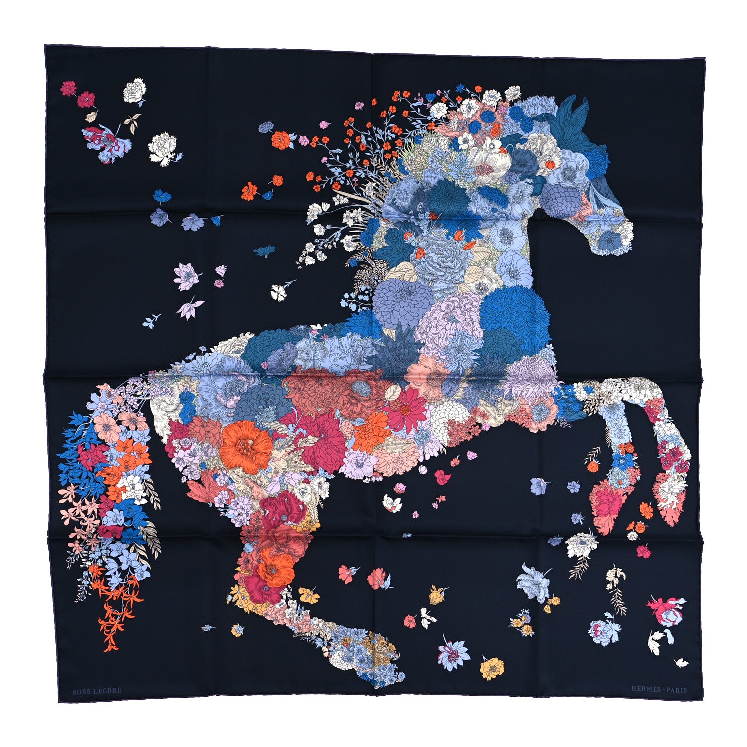 Hermes Silk Robe Legere Scarf 90 Marine Parme Rose 1 of 5