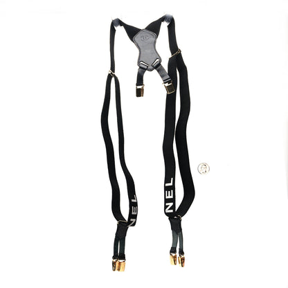 Chanel Logo Suspenders Black White 2 of 4