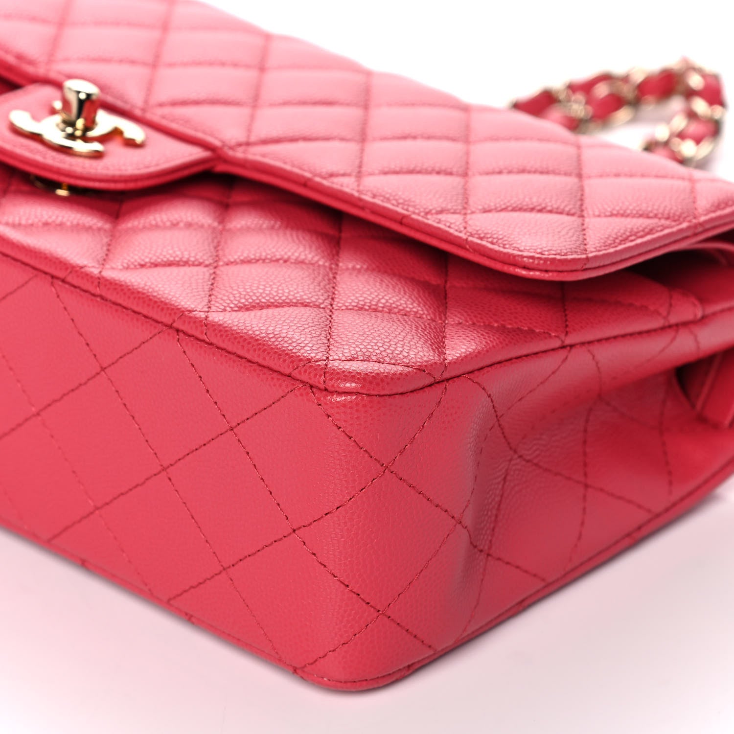 Chanel Metallic Caviar Quilted Medium Double Flap Dark Pink 11 of 12