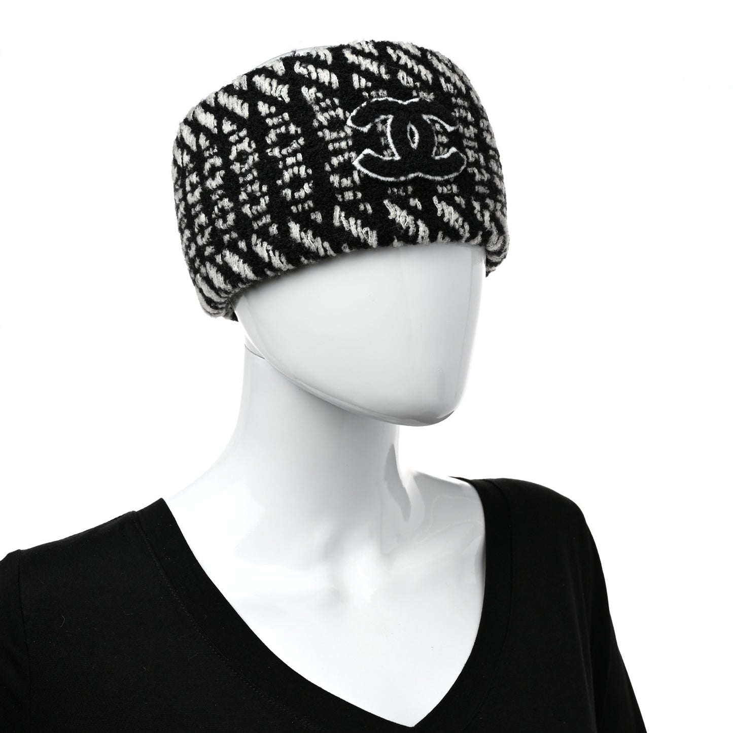 Wool CC Headband Black White