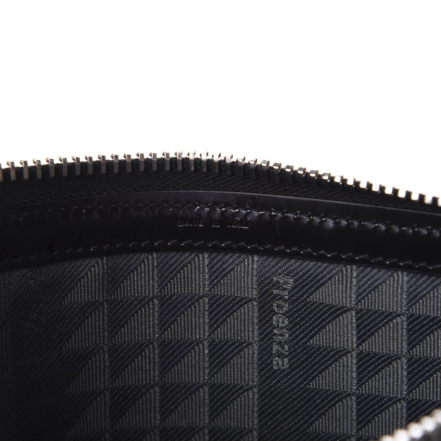 Diamond Calfskin Embossed Zip Pouch Black