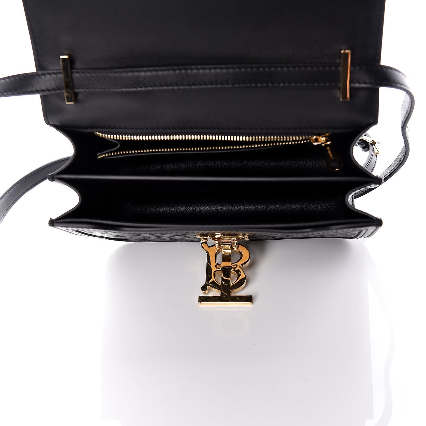 Calfskin Monogram Embossed Small TB Bag Black