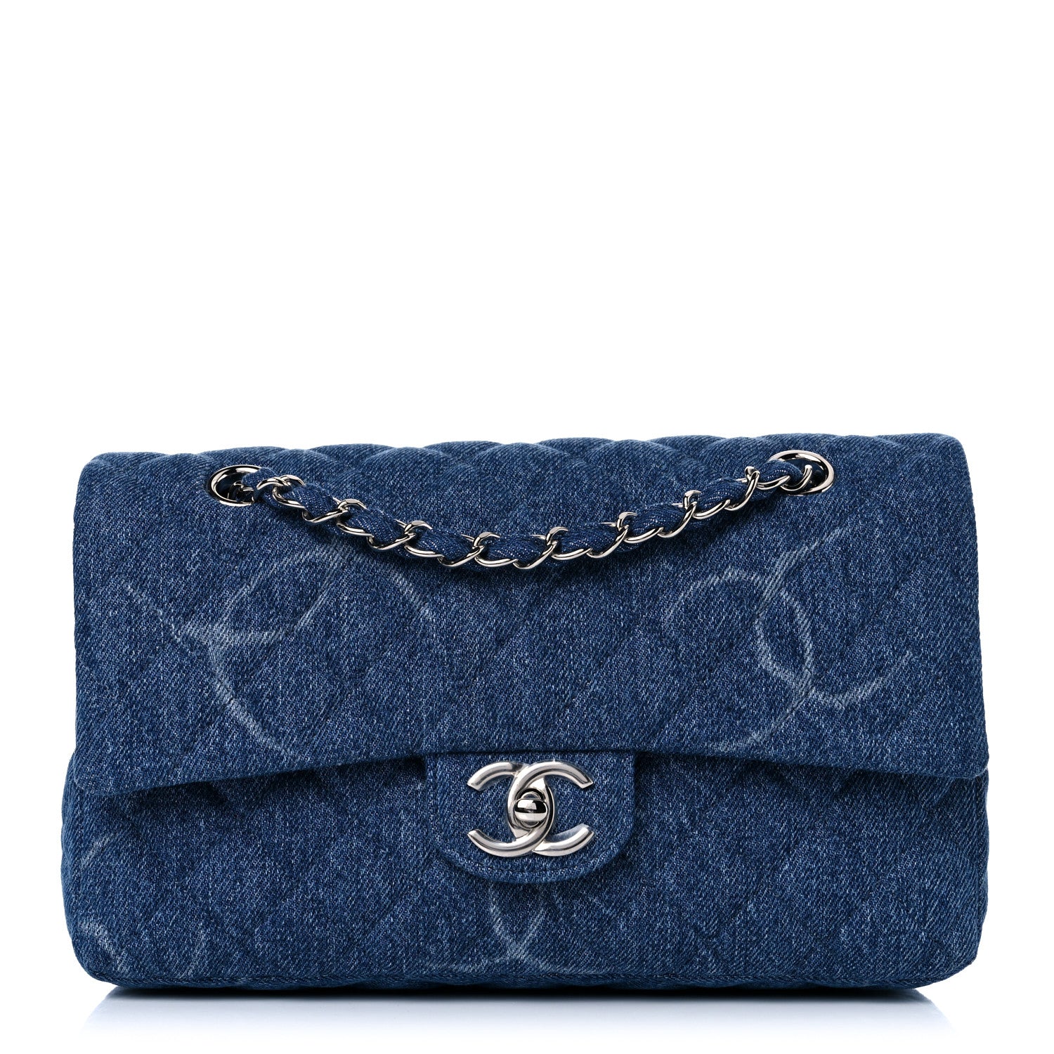 Chanel Denim Quilted CC Print Medium Single Flap Blue 2 of 10