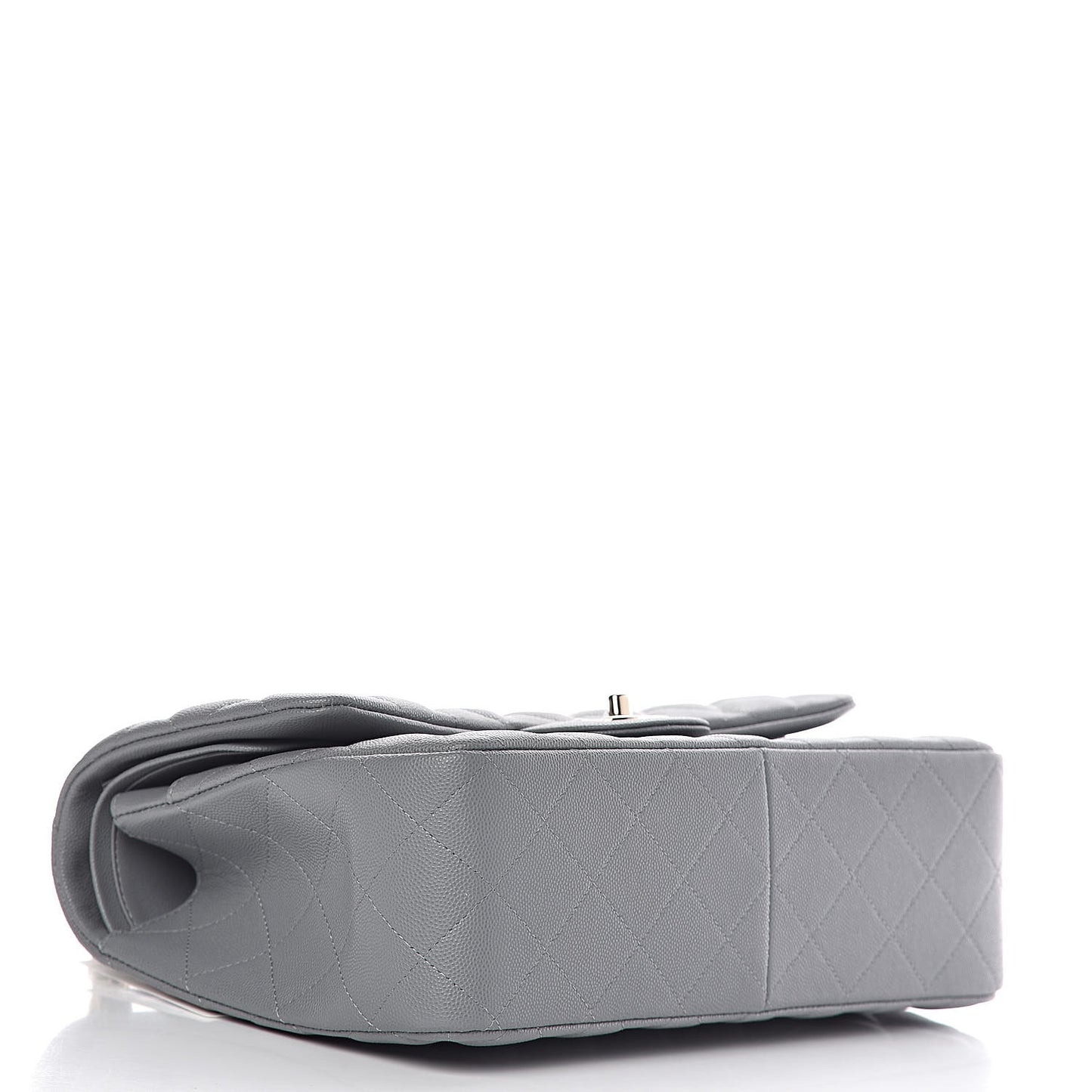 Caviar Quilted Jumbo Double Flap Grey