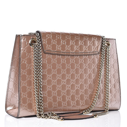Gucci Shine Guccissima Large Emily Chain Shoulder Bag Dark Cipria 3 of 14