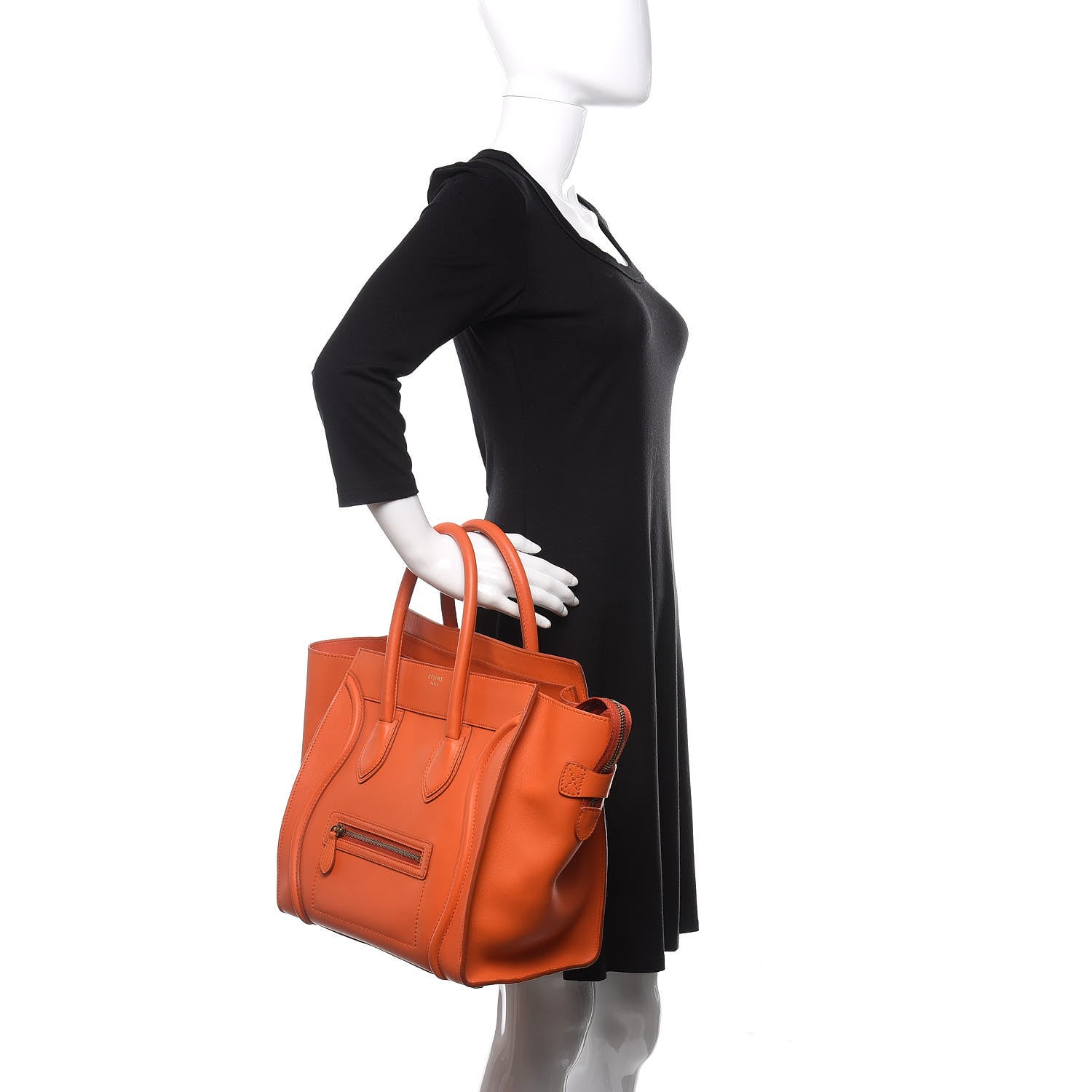 Celine Smooth Calfskin Mini Luggage Bright Orange 2 of 9