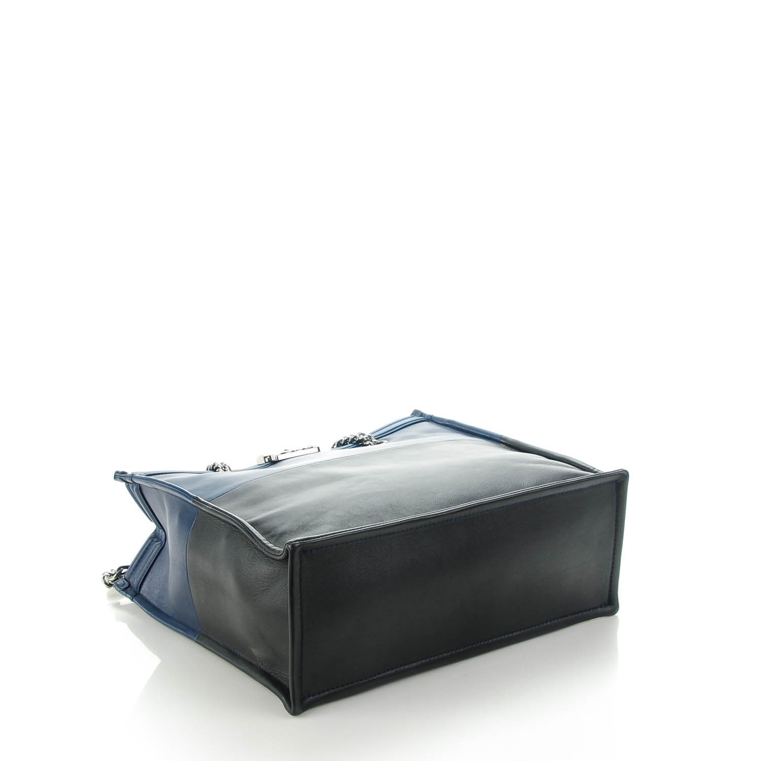 Chanel Calfskin Boy Shopping Tote Blue Black 4 of 7